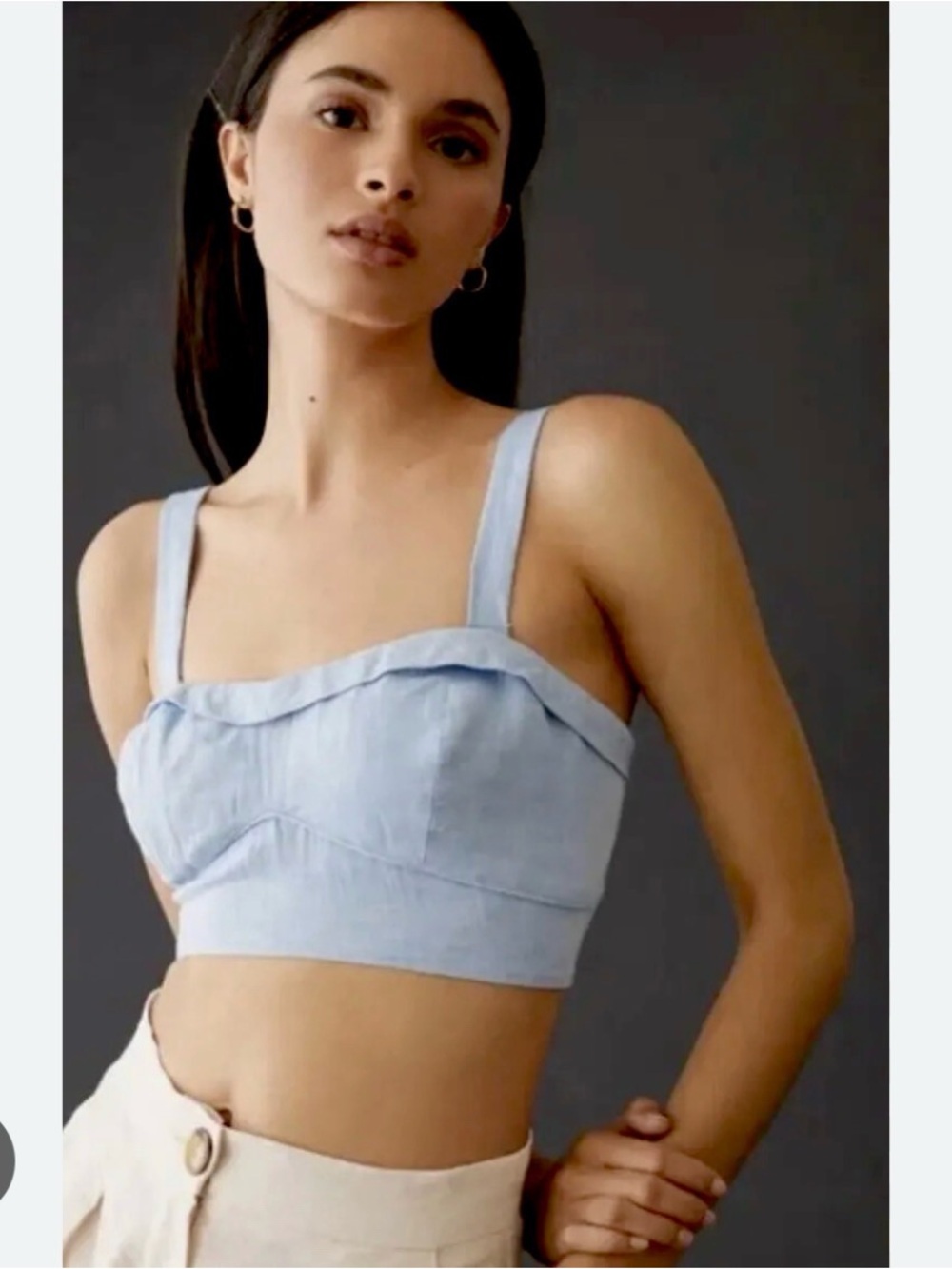 Maeve Sky Blue Bustier Cropped Tank with removable straps